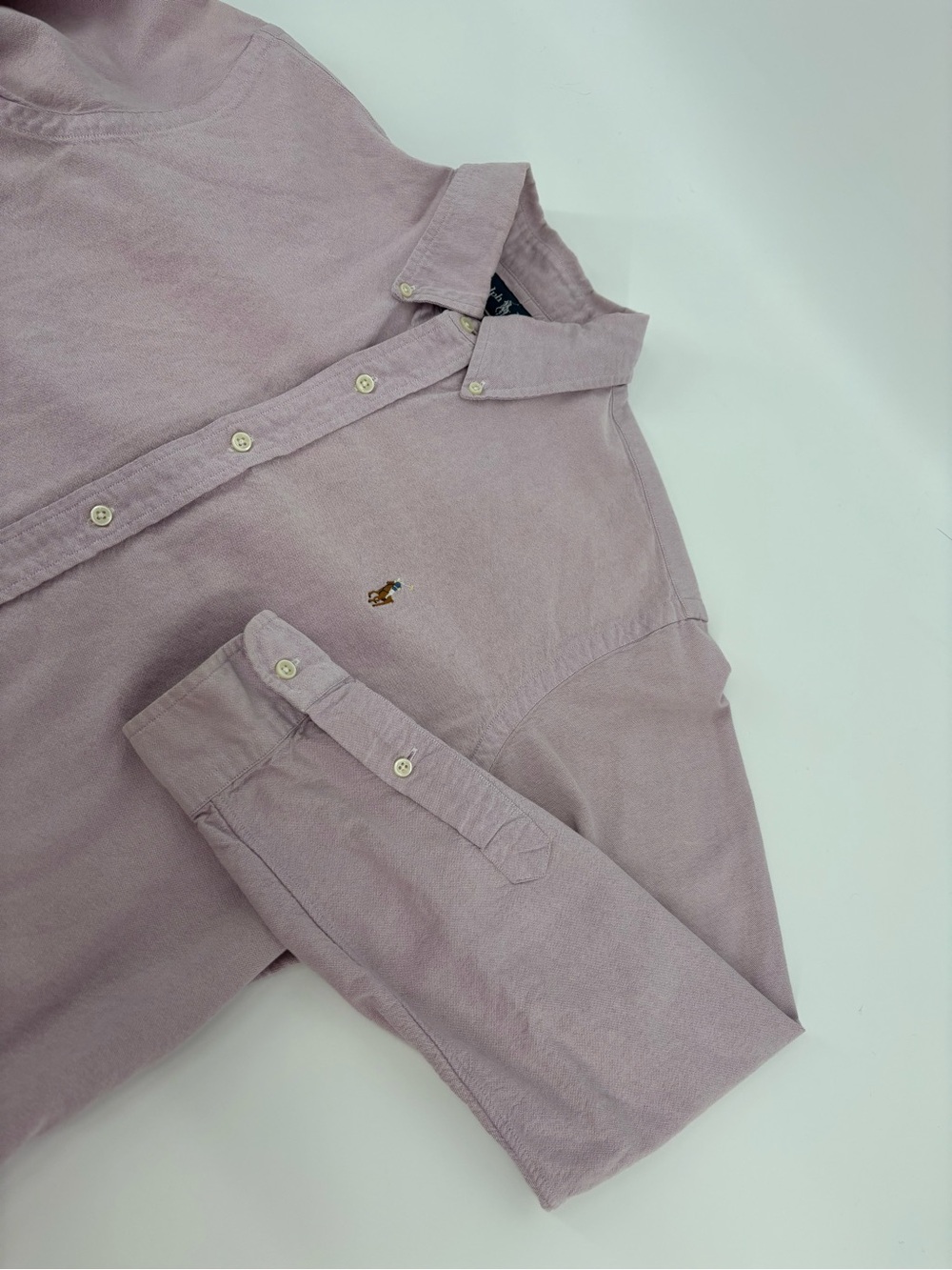 Ralph Lauren Shirt Mens Large Pink Oxford Button Down Custom Fit polo Multi Pony